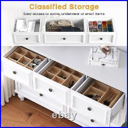 7 Drawers Dresser Double Wood Storage Dressers Chests of Drawers for Bedroom US