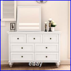 7 Drawers Dresser Double Wood Storage Dressers Chests of Drawers for Bedroom US