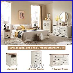 7 Drawers Dresser Storage Organizer Chests for Bedroom, Wood Rustic Tall Storage