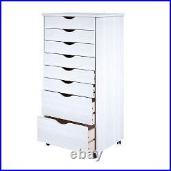 8-Drawer Chest Wood Rolling Storage Dresser Cart Cabinet Office Organizer Home