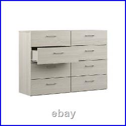 8-Drawer Double Dresser Tower Bedroom Nightstand Chest Storage Cabinet Home Gray