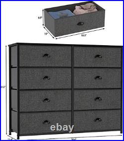 8 Drawer Dresser Wide 40'' Long, Storage Chest of Drawer for 42'' TV Stand