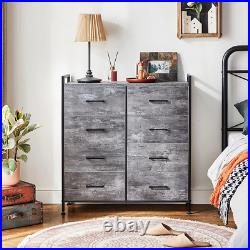 8 Drawer Dresser Wide Chest of Drawers Nightstand with Wood Top Rustic Storage T