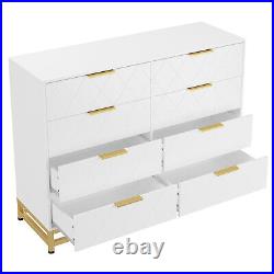 8 Drawer Dresser With Metal Handles, Modern Wood Chest Of Drawers for Office New