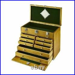 8 Drawer Hard Wood Tool Box Chest Cabinet Storage Mechanic Single Key Locking