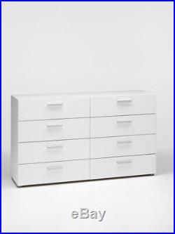 8-Drawer White Double Dresser Tvilum Loft Durable Home Bedroom Chest Storage