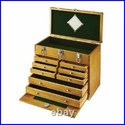 8 Drawer Wood Tool Chest, Box, Vintage, Storage, Organizer Single Key Lock Sys