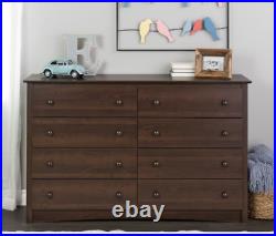 8 Drawers Double Dresser Chest Large Chic Wood Bedroom Cabinet 59x16x36 Espresso