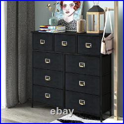9 Drawer Dresser Chest Fabric Storage Organizer Unit Tower Bedroom Closet Black