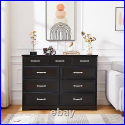 9 Drawer Home Wood Chest of Drawers, Bedroom Dresser, Long Dresser with Handles