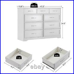 9 Drawers Dresser Bedroom Wood Storage Dressers Chests for Kids Room Entry White
