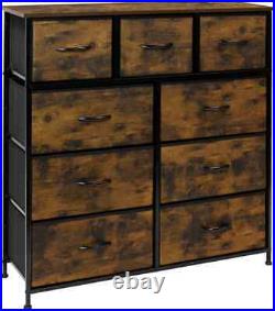 9 Drawers Dresser Rustic Wood Bedroom Chest Furniture Tower Storage Organizer