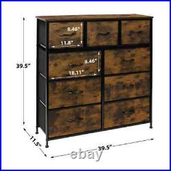 9 Drawers Dresser Rustic Wood Bedroom Chest Furniture Tower Storage Organizer