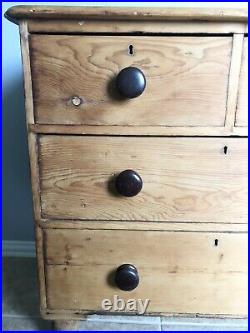 ANTIQUE ENGLISH PINE DRESSER Chest Of Drawers Wood Nightstand Vtg Old Primitive