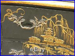 A Mesmerizing MID Century Vintage Italian Chinoiserie Japanned 3 Drawer Chest