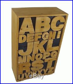 Alphabet Cabinet Wooden Chest of Trinket Storage Drawers Shabby Chic Cupboard