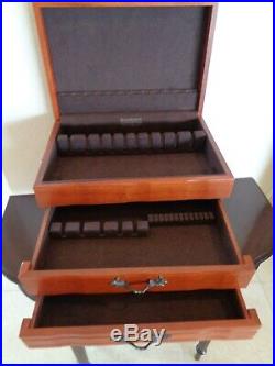 American Reed & Barton Provincial 2 Drawers Silver Flatware Wood Storage Chest