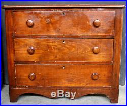 Antique 1800s Vintage Solid Wood Wooden Bedroom Dresser Bachelors Chest 3 Drawer