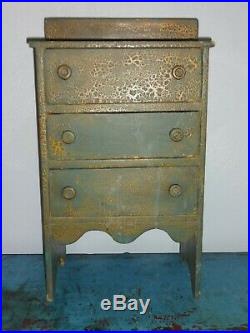Antique 3 Drawer Spice Cabinet/Box/Cupboard/Chest-AAFA-Old Blue/Green Paint-Prim
