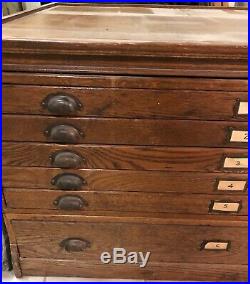 Antique 6 Drawer Wood Map Plans Chest Cabinet Dresser Great Shape LOCAL PICK-UP