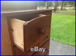 Antique American Spice Box Cabinet Wooden Primitive Chest 8 Drawers Apothecary