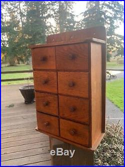 Antique American Spice Box Cabinet Wooden Primitive Chest 8 Drawers Apothecary