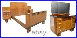 Antique Bedroom Set, Art Deco, Chest of Drawers, Bed, Nightstands, Gorgeous