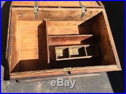 Antique Carpenters Wood Tool Chest Box Ca 1900 Hidden Drawer Old Barn Find