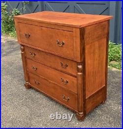 Antique Cherry Shaker Chest 4 Drawer Tall Dresser Office Craft Storage Cabinet