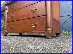 Antique Cherry Shaker Chest 4 Drawer Tall Dresser Office Craft Storage Cabinet