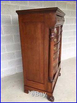 Antique Empire Neoclassical Style Mahogany Paw Foot Chest Of Drawers