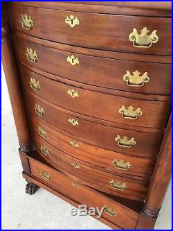 Antique Empire Neoclassical Style Mahogany Paw Foot Chest Of Drawers