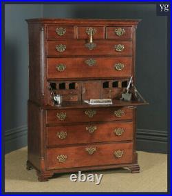 Antique English Georgian Oak Chest on Chest of Drawers Secretaire Writing Desk