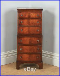 Antique English Georgian Regency Style Flame Mahogany Tallboy / Chest of Drawers