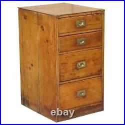 Antique English Oak Circa 1890 Military Campaign Chest Of Drawers Lovely Size