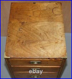 Antique English Oak Circa 1890 Military Campaign Chest Of Drawers Lovely Size