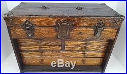 Antique Excelsior Oak Wood 6 Drawer Early Industrial Machinist Tool Chest Box