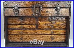 Antique Excelsior Oak Wood 6 Drawer Early Industrial Machinist Tool Chest Box