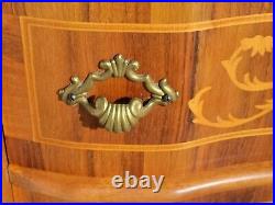 Antique French Style CURVED front & INLAID WOOD Front Lingerie Chest Cabinet