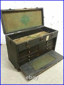 Antique H. Gerstner & Sons 7 Drawer Wood Machinist Tool Box Chest for Restoration