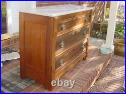 Antique J H Bissell Furniture 3 Drawer Chest Marble Top Belmont NY 40x16x31