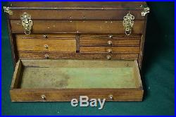 Antique Pontiac Motor Division Machinist Tool Box Chest Solid Wood 7-Drawer