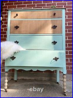Antique Sage Green dresser chest of drawers Bare wood Boho Eclectic
