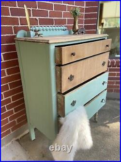 Antique Sage Green dresser chest of drawers Bare wood Boho Eclectic