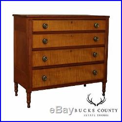Antique Sheraton Cherry and Tiger Maple Chest of Drawers, Dresser