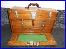 Antique UNION 7 Drawer Oak Wood MACHINIST TOOL CHEST Cabinet Jeweler Case #391