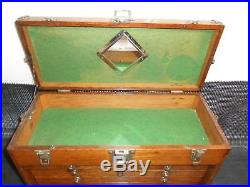 Antique UNION 7 Drawer Oak Wood MACHINIST TOOL CHEST Cabinet Jeweler Case #391