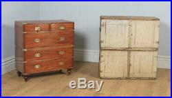 Antique Victorian Colonial Mahogany & Brass Campaign Chest of Drawers with Case