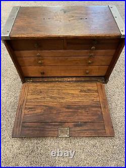 Antique Wood Metal 6 Drawer Machinist Chest Tool Box