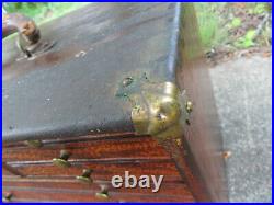 Antique Wood Oak Brass Machinist Jeweler Tool Chest Box 9 Drawer 18 x 9 x 12